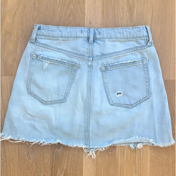 Free People, We The Free - Distressed Jean Skirt, Raw Hem, Denim A-Line, Size 27 - Picture 6 of 10
